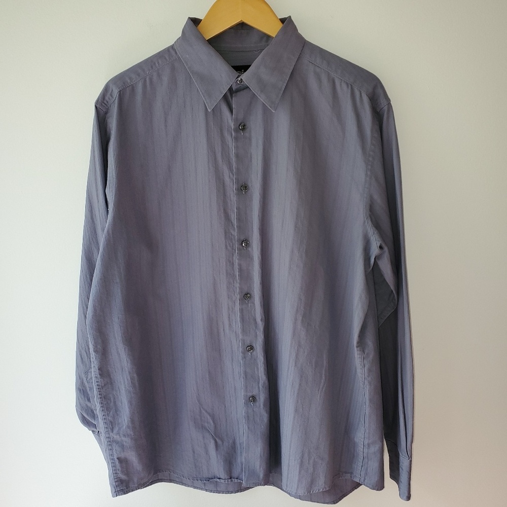 Claiborne Blue-Grey Casual Button Down Shirt L
